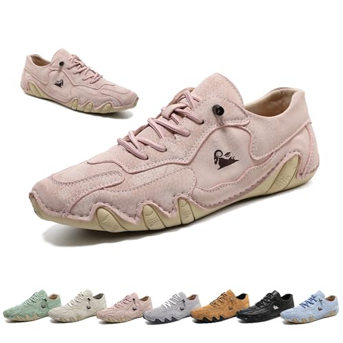 Handgemachte Niedrige Beck Schuhe, Unisex Outdoor Wasserdicht Rutschsichere Leichtgewichtige Atmungsaktive Casual Flache Unterseite Slip-On Komfortable Barfußwanderschuhe (Pink,39) von XingGYY
