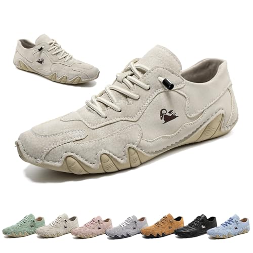 Handgemachte Niedrige Beck Schuhe, Unisex Outdoor Wasserdicht Rutschsichere Leichtgewichtige Atmungsaktive Casual Flache Unterseite Slip-On Komfortable Barfußwanderschuhe (Sand Color,39) von XingGYY