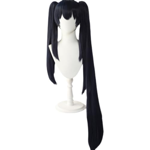 Xingbiyou Anime BLACK ROCK SHOOTER Cosplay Perücke,Lang Schwarz Blau Pferdeschwanz Perücke,Halloween Party Perücken für Frauen Mädchen von Xingbiyou