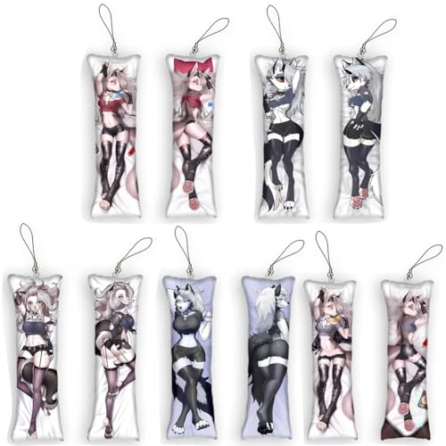 Xingbiyou Anime Helluva Boss Loona Schlüsselanhänger Set,5 Stück Mini Dakimakura Anhänger,Doppelseitiger Druck von Xingbiyou