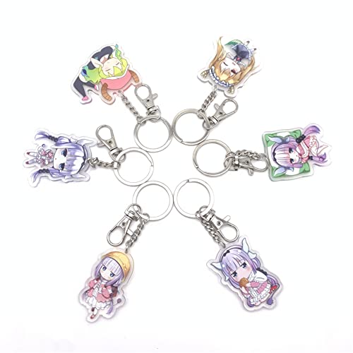 Xingbiyou Anime Miss Kobayashi's Dragon Maid Schlüsselanhänger set,6 Stück Acryl Schlüsselanhänger,Anime-Motiv Doppelseitig Transparent Anhänger Schlüsselring (Style 3) von Xingbiyou