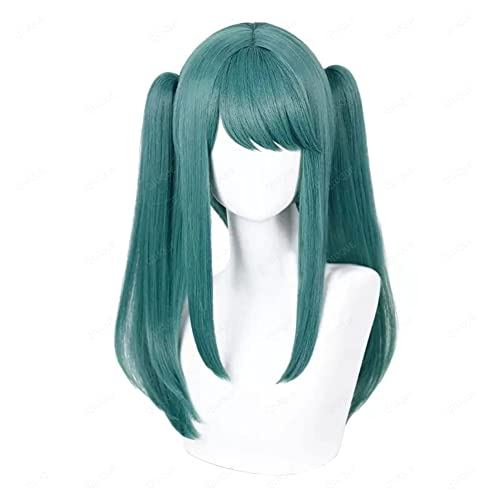 Xingbiyou Anime Vampir Miku Cosplay Perücke Clip auf Pferdeschwänze Grau-Grün, Synthetisches Haar, 21-23 inches von Xingbiyou
