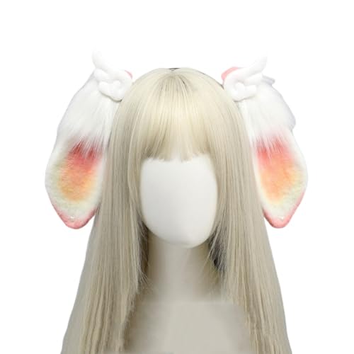 Xingbiyou Lolita Haarreif mit Hasenohren und Engelsflügeln, Bunny Ears Tiara von Xingbiyou