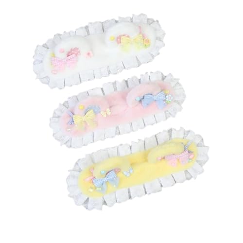 Xingbiyou Lolita Haarschmuck Set, 3 Stück, Bären-Ohren Stirnband, Schleife Haarspange, Plüsch Haarklammer von Xingbiyou