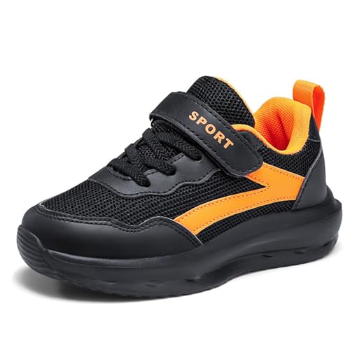 Kinder Straßenlaufschuhe lässige Sportschuhe Kinderschuhe atmungsaktiv Neue Kinderschuhe bequemes Netz Kinder Outdoor-Sportschuhe männlich Schwarz Orange 37 von Xinghuanhua