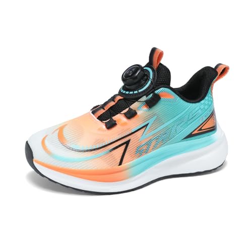 Kinder Turnschuhe Jungen Mädchen Laufschuhe Bequem Leicht Sportschuhe Mode Atmungsaktiv Tennisschuhe Sneakers Orange-Grün 32 von Xinghuanhua