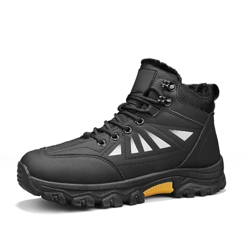 Winterschuhe Herren Winterstiefel mit Warm Gefüttert Wasserdicht Schneeschuhe rutschfest Wanderschuhe Trekkingschuhe Winter Outdoor Schneestiefel Winterboot Gr.42 von Xinghuanhua