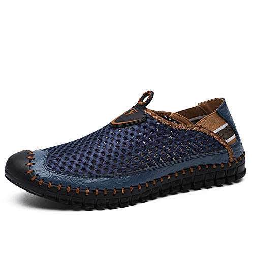 Xinghuanhua Fahrschuhe Sommer Mesh Freizeitschuhe Für Männer Atmungsaktiv Nähte Müßiggänger rutschfeste Flache Kollisionsvermeidung Runde Zehe Slip-on Outdoor Strand Wilde Schuhe Wasserschuhe 38-48 von Xinghuanhua