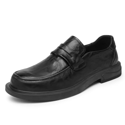 Xinghuanhua Herren-Anzugschuhe Herren-Slipper atmungsaktive Slipper aus Leder mit Flacher Sohle, Bequeme Fahrerschuhe von Xinghuanhua