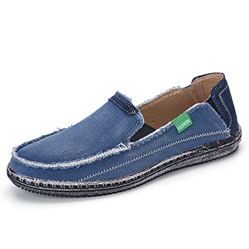 Xinghuanhua Herren Espadrilles Freizeitschuhe Canvas Slip-on Flache Erbsenschuhe Fahrschuhe Bootsdeckschuhe Müßiggänger Mokassin Leichte Atmungsaktiv Sneakers von Xinghuanhua