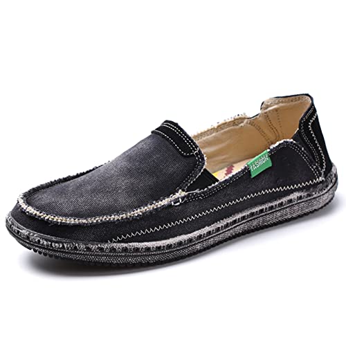 Xinghuanhua Herren Espadrilles Freizeitschuhe Canvas Slip-on Flache Erbsenschuhe Fahrschuhe Bootsdeckschuhe Müßiggänger Mokassin Leichte Atmungsaktiv Sneakers von Xinghuanhua