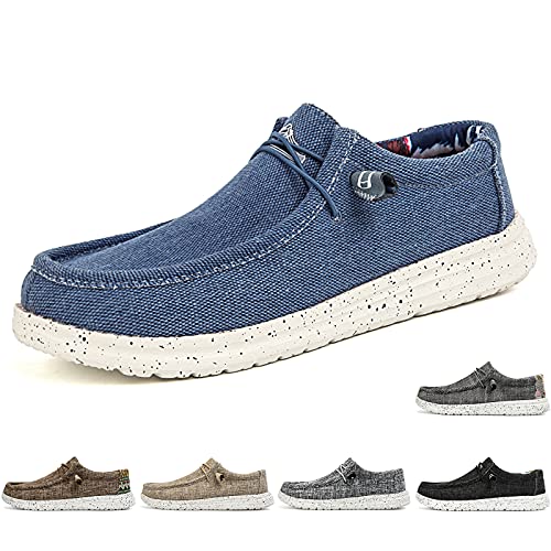 Xinghuanhua Herren Freizeitschuhe Mokassins Bootsschuhe Loafers Schuhe Flache Fahren Halbschuhe Beiläufig Slippers Atmungsaktiv Walkingschuhe (Blau, Numeric_47) von Xinghuanhua