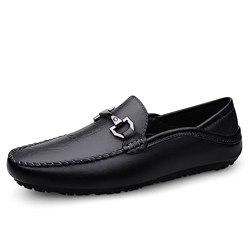 Xinghuanhua Herren Loafers Flache Unterseite Atmungsaktive Casual Leder Mokassins Handgemachte rutschfeste Fahren Business Schuhe Mokassin Weiche Leder Schuhe von Xinghuanhua