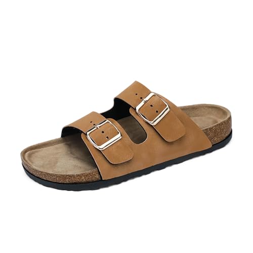 Xinghuanhua Herren-Sandalen mit Fußgewölbeunterstützung, Pantoletten mit verstellbaren Schnallenriemen und Kork-Fußbett für den Sommer, Größe 36–49 von Xinghuanhua