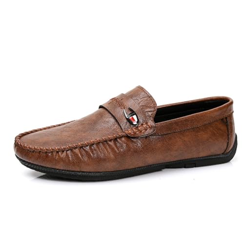 Xinghuanhua Herrenmode Mokassins Hausschuhe Elegante Schnalle Low Top Schuhe Bequeme Wildleder Fahrschuhe von Xinghuanhua