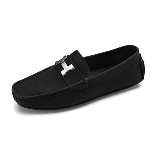 Xinghuanhua Herrenmode Mokassins Hausschuhe Elegante Schnalle Low Top Schuhe Bequeme Wildleder Fahrschuhe von Xinghuanhua