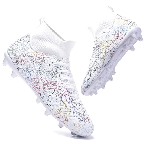 Xinghuanhua High-Top Fußballstiefel Herren Damen | Fußballschuhe mit Socken-Design für Knöchelstütze | FG/AG Spikes für Hartboden & Kunstrasen |Atmungsaktive Leichte Profi-Trainingsschuhe von Xinghuanhua