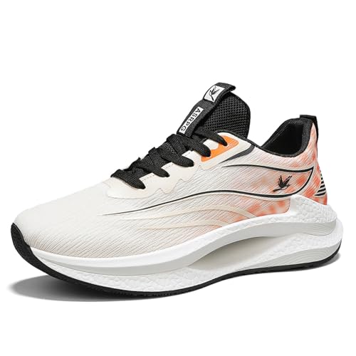 Xinghuanhua Sneaker Herren Schuhe Bequeme Sportschuhe Laufschuhe Turnschuhe Tennis Fitness Jogging Walkingschuhe Leichtgewichts Atmungsaktiv Freizeit Straßenlaufschuhe OrangeWeiß 43 von Xinghuanhua
