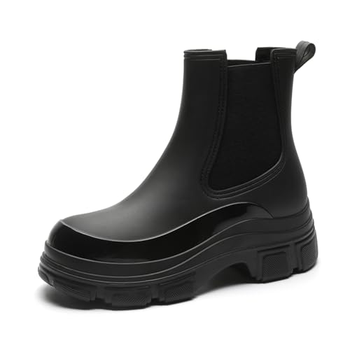 Xinghuanhua Wasserdicht Gummistiefel Damen rutschfeste Atmungsaktiv Mode Boots Regenstiefel Stiefeletten Gartenschuhe Gummistiefeletten EU 35-41 von Xinghuanhua