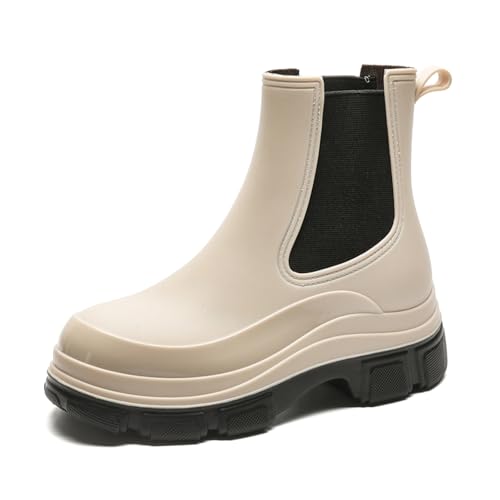 Xinghuanhua Wasserdicht Gummistiefel Damen rutschfeste Atmungsaktiv Mode Boots Regenstiefel Stiefeletten Gartenschuhe Gummistiefeletten EU 35-41 von Xinghuanhua