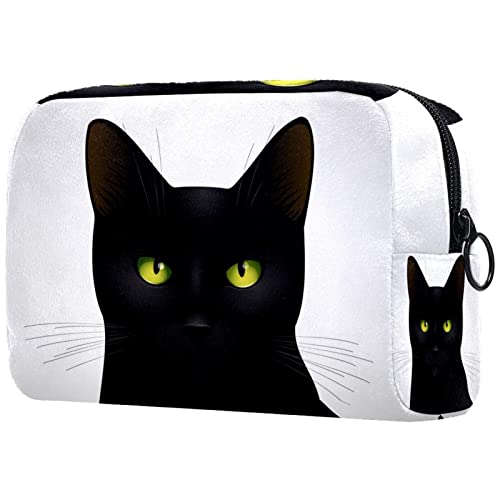 Kosmetiktasche Schwarze Katze Make-Up Tasche Schminktasche Kulturbeutel Kulturtasche Für Frauen Damen Waschtasche Reise Waschbeutel Toilettentasche 18.5x7.5x13cm von Xingruyun