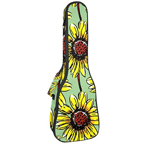 Ukulele Koffer Sonnenblumengrün Ukulele Tasche 23 Zoll 10Mm Gepolsterte Für Sopran Tenor Konzert Ukulelen von Xingruyun