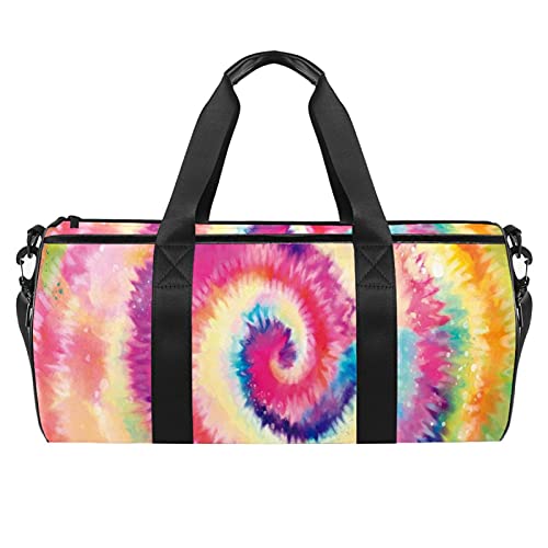 Xingruyun Sporttasche Kinder Tie Dye Wirbel Bunt Badetasche Gym Tasche schwimmtasche Schultertaschen Reisetasche Urlaubstasche klein Fitnesstasche Sport-Taschen für Mädchen Jungen 45x23x23cm von Xingruyun