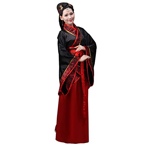 Xingsiyue Chinesisch Uralt Traditionell Hanfu Kostüm Bühnenperformance Tang Anzug Tanzkleid für Damen (Schwarz Rot,46) von Xingsiyue