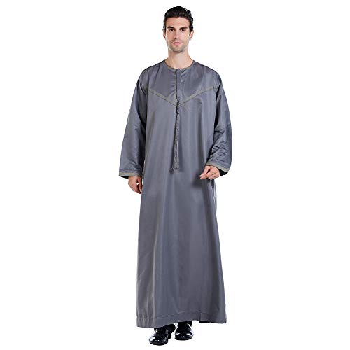 Xingsiyue Muslim Kaftan für Männer - Islamische Arabische Roben-Lange Hülsen Lose Ethnische Kleidung Dubais Mittlerer Osten Jubba Thobe von Xingsiyue