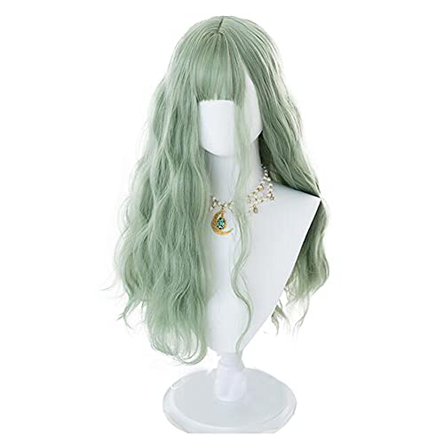 Lolita Perücke 70cm Lange Matcha Grün süße Cosplay Perücke Frauen Mädchen (Lockige) von XINGWANG