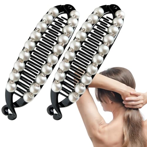 Bananenklammern für Frauen, doppelte Bananenklauenclips, Haarspangen, Pferdeschwanzhalter, 2 x rutschfeste, klassische Styling-Accessoires, starker Halt für dicke, dünne, lockige Stile von Xinhuju