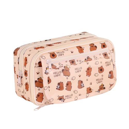 Bleistiftkoffer mit großer Kapazität - süßer Tierhalter, kreativer Aufbewahrungstasche | Niedliche Tier Reißverschluss Bleistift Organisator, große stapellierende Kosmetiktasche für Schüler Klassenzim von Xinhuju