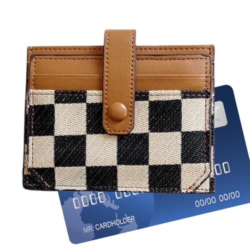 Brieftasche Damen-Geldbörsen – Damen-Geldbörse mit Reißverschluss, Kartenhalter-Geldbörse | Bifold-Geldbörse aus Leder mit Farbblock-Karomuster und Ausweisfenster, kleine RFID-Geldbörse zum Einkaufen, von Xinhuju