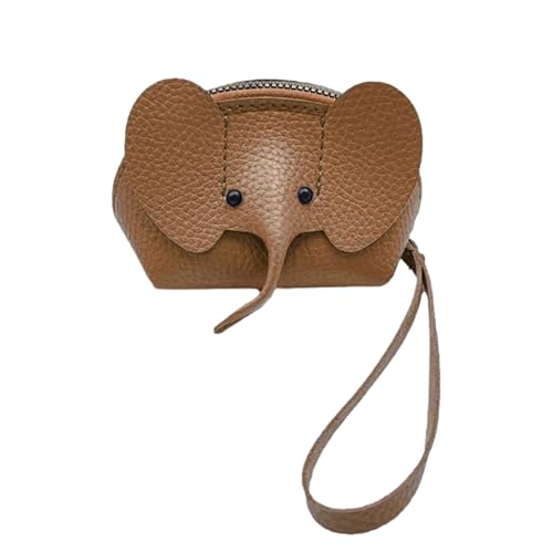 Elefanten-Geldbörse – Organizer, PU-Halter mit Reißverschluss | Tierförmiger Münzbehälter für Reisen, stilvolle kleine Ledertasche mit Kartenfach für den täglichen Gebrauch, Khaki, Refer to von Xinhuju