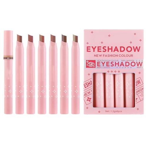 Eyer Shadow Pen - cremiger Stock, intensives Pigment, wasserdicht | Wasserdichtes 6 -Stück -Wasserdichte mit Lidschattenstift, flüssige und homogene Anwendung, ideales Express -Make -up, rauchige Auge von Xinhuju