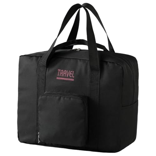 Faltbare Reisetasche | Wasserdichte Tasche mit stabilen Griffen, leichte Turnbeutel mit Zwei-Wege-Reißverschluss für Sport, Reisen, Camping, Wandern, Bewegung, Schwarz , Se référer au descriptif von Xinhuju