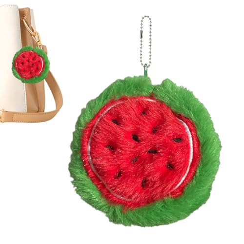 Fruchtplüsch Geldbeutel, Münzbeutel | Kleine Plüschgeldbörse mit Fruchtthema - Kleine weiche Geldbörse, Plüschtaschenanhänger, Verschleißfest, Mul, Rosa (Wassermelone), Se référer au descriptif, Siehe von Xinhuju