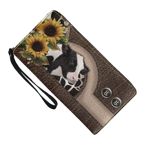 Xinhuju Geldbörse mit Kuhmuster,Geldbörsen mit Kuhmuster für Damen – Geldbörse mit Kuhmuster aus PU-Leder | Weiche Geldbörse für Bargeld und Münzbörse für den Arbeitsplatz von Xinhuju