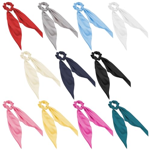 11 Stück Scrunchies Haargummi Schleife Haar Accessoire Chiffon Pferdeschwanz Halter Elastische Schleifen Haarband Bunte Haarbänder Frauen Haarschmuck Haargummis für Mädchen von Xinjoduz