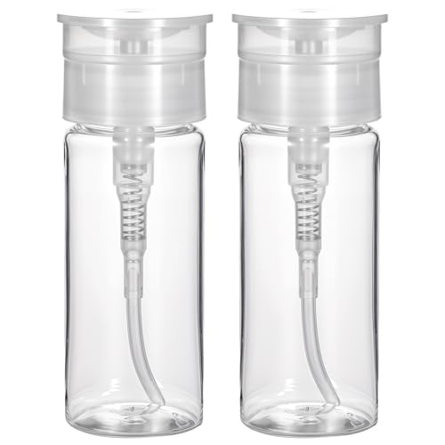 2 Stück Pumpflasche 100ml,Pumpspender Nagellackentferner Nagellackentferner Flasche Hälter Dispenser Transparente Pumpflasche Leere Pumpspender für Nagellack Make-up-Entferner Reinigungsmittel von Xinjoduz