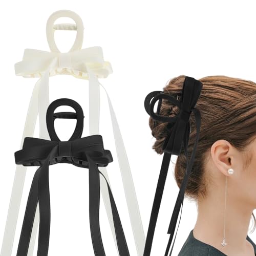 2 Stück Schleifen Haarklammer Haarklammer Damen Haarklammer Weiß Haarklammern Groß Haarklammer Groß Dickes Haar Haarspangen Mit Langem Schwanz Haarklammer Mit Quastenband Für Haarstyling Diy Zubehör von Xinjoduz