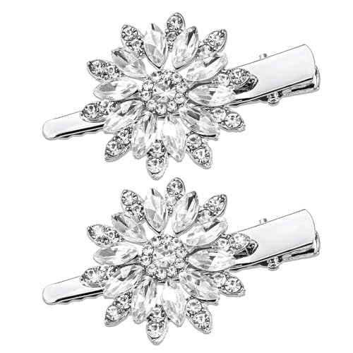 Haarschmuck Damen Silber 2 Stück Glitzer Haarspangen Hochzeit Strass Haarspange Braut Kristall Haarspangen Silber Damen Blumen Design Rhinestone Haarclips für Frauen Haarklemmen mit Strasssteinen Haarschmuck Damen Silber 2 Stück Glitzer Haarspangen Hochzeit Strass Haarspange Braut Kristall Haarspangen Silber Damen Blumen Design Rhinestone Haarclips für Frauen Haarklemmen mit Strasssteinen von Xinjoduz