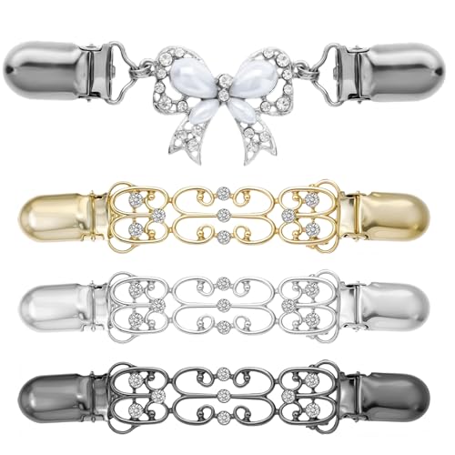 4 Stück Clips für Kleidung, Cardigan-Clip Vintage Cinch Clip Kleidung Spanner Gold Kleidungsdekorationen Metallclip für Damen Pullover, Kleider, Strickjacken, Umhang, Tücher, Jacke von Xinjoduz
