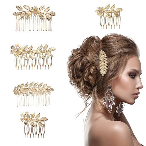 5 Stück Haarschmuck Hochzeit Haarkamm Gold Kristall Blumen Haarklammern Retro Braut Strasssteine Steckkämme zum Stecken Braut-Haarteil Goldene Haarkämme für Damen Brautjungfer 5 Stück Haarschmuck Hochzeit Haarkamm Gold Kristall Blumen Haarklammern Retro Braut Strasssteine Steckkämme zum Stecken Braut-Haarteil Goldene Haarkämme für Damen Brautjungfer von Xinjoduz