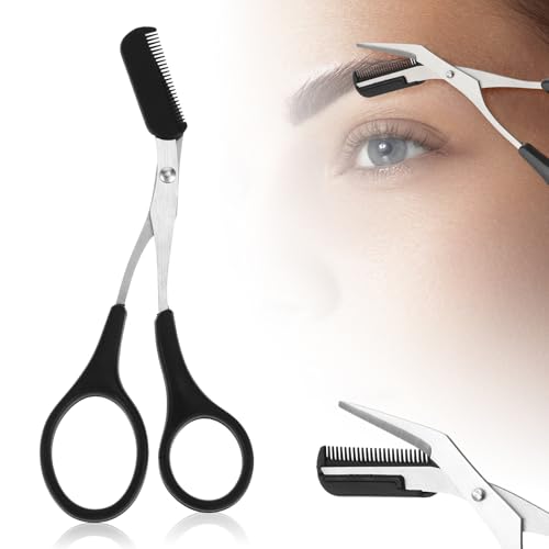 Augenbrauenschere Edelstahl Augenbrauen Schere Präzision Augenbrauenschere Professionelle Augenbrauenschere Augenbrauenschere Mit Kamm Augenbrauen Schere Für Frauen Für Männer （Schwarz） von Xinjoduz