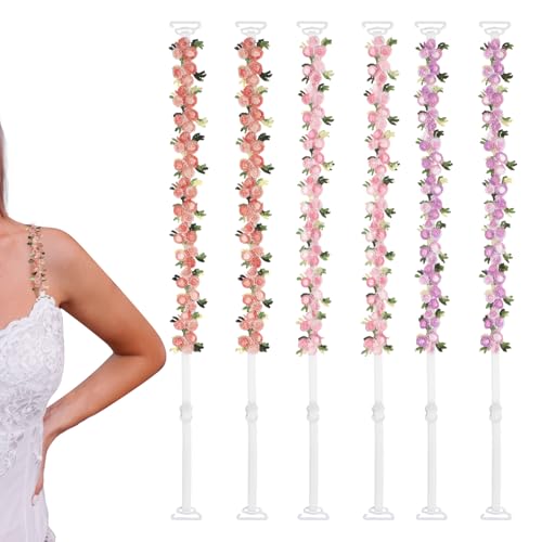 Bh Träger 6 Stück Träger für Kleid, Verstellbare Elastischer Bh-Träger Rutschfeste Dekorative Abnehmbar Ersatzträger mit Spitze und Blumenmuster für Damen Kollokation Halfter von Xinjoduz