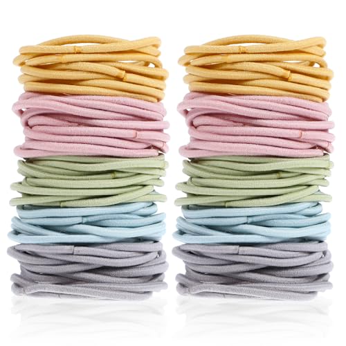 Zopfgummis Mädchen 100 Stück Haargummi Damen Zopfgummis Bunt ohne Metall Kleine Haargummis Elastisch Dünne Haarband Klein Pferdeschwanz Halt Scrunchies für Frauen Mädchen Kinder Mann 5 Farben von Xinjoduz