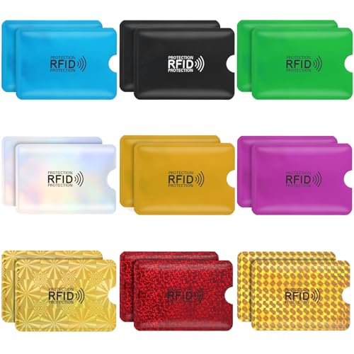 Xinjoduz 18 Stück KreditkartenhüLle Kartenhalter RFID Farbenfroher RFID Blockierende RFID Blocker Kartenhüllen Blockierende Hüllen Kreditkartenhüllen RFID Kartenschutz Diebstahlsichere Für Reisepass von Xinjoduz