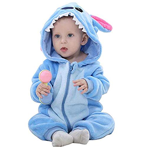 Junge Schlafsack Strampler Unisex Baby Overall Mit Kapuze Karikatur Pyjamas Schlafanzüge 0-24 Monate (Blau, 6-12 Monate) von XinlanStyles