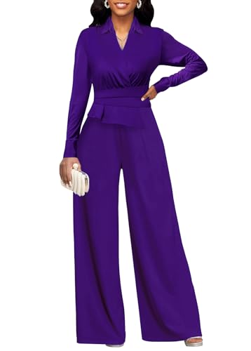Xinlees Eleganter Jumpsuit für Damen, Business-Büro-Szenen, klassisch, einfarbig, formeller Jumpsuit, Lila 12070, XX-Large Xinlees Eleganter Jumpsuit für Damen, Business-Büro-Szenen, klassisch, einfarbig, formeller Jumpsuit, Lila 12070, XX-Large von Xinlees